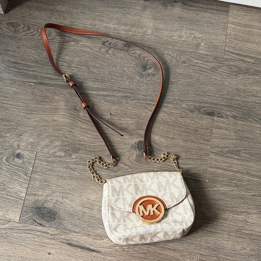 Michael Kors Beige and Brown Crossbody Bag